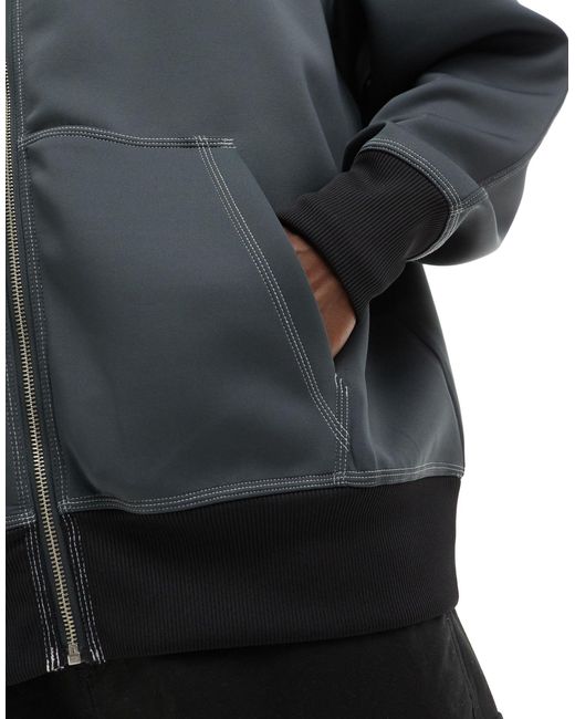 ASOS Gray Oversized Scuba Track Jacket for men