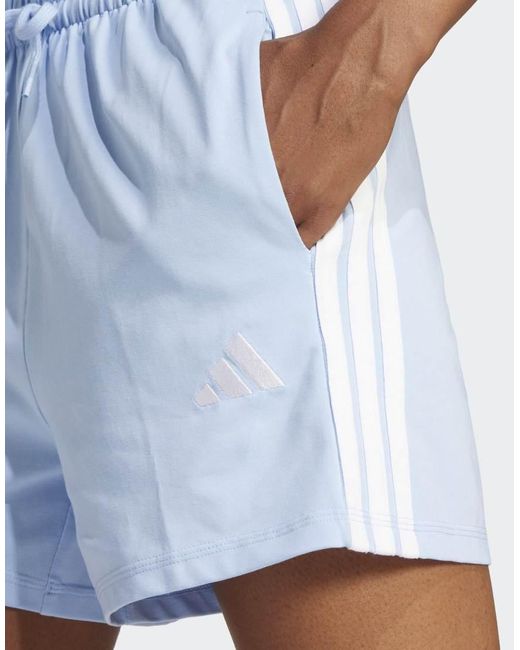 Adidas Originals White Essentials 3-Stripes Cotton Shorts