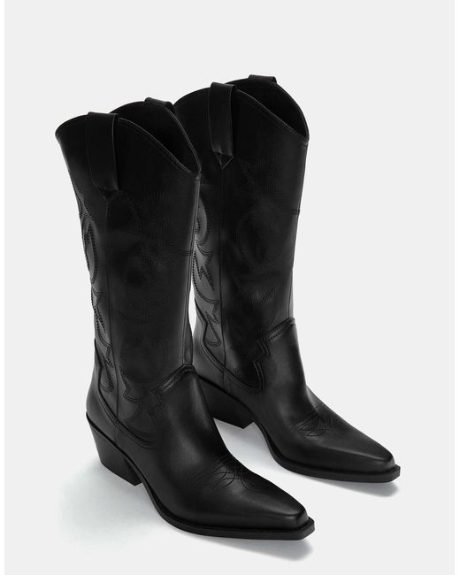 Pull&Bear Black – cowboystiefel