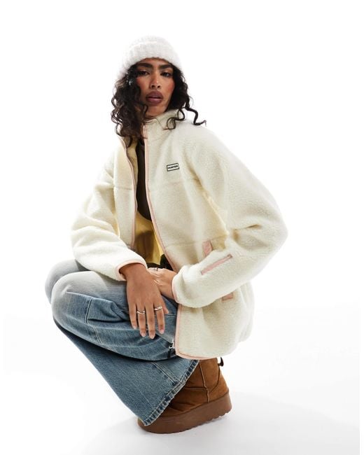 Hunter White Milan Sherpa Jacket With Contrast Lining