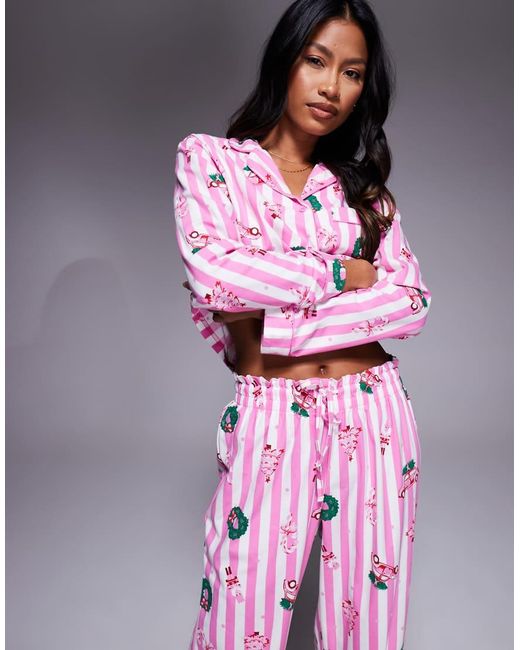Boux Avenue Pink Fleece Long Sleeve Top & Pants Pj Set
