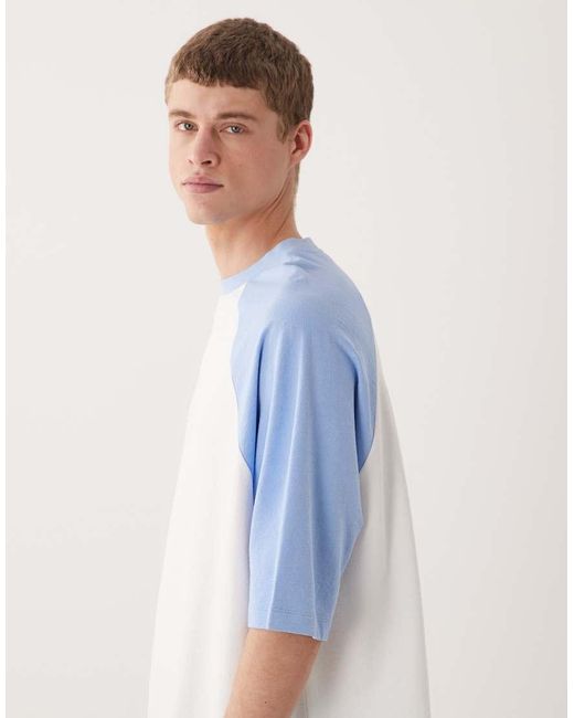 ASOS Blue Heavyweight Oversized Raglan T-shirt for men