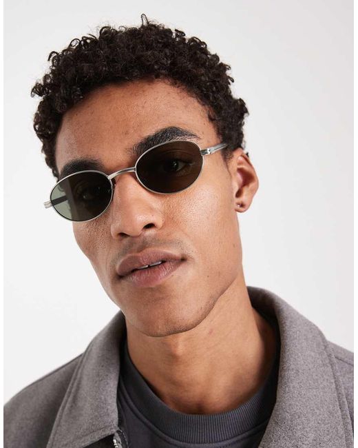 ASOS Black Metal Round Sunglasses for men