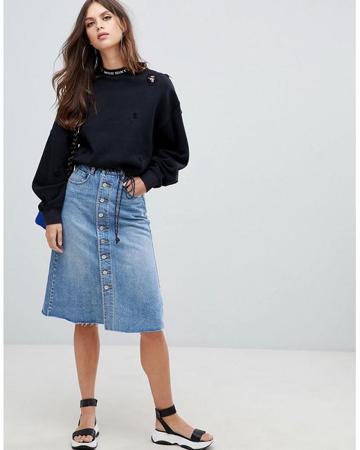 Miss Sixty Button Through A Line Denim 