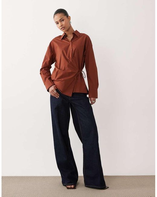Camicia Oversize Allacciata di Mango in Red
