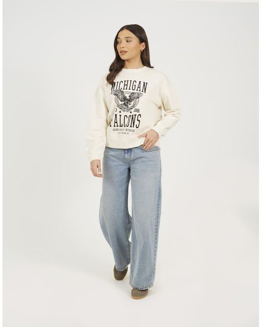 Brave Soul Natural Acid Wash Graphic Print Sweatshirt