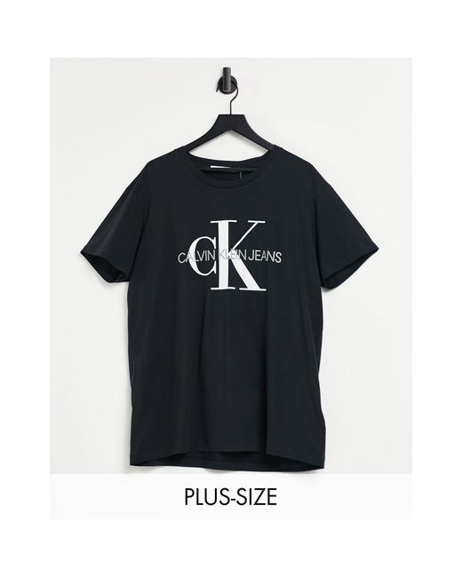 Calvin Klein Black Big & Tall Monogram Logo Slim Fit T-shirt for men
