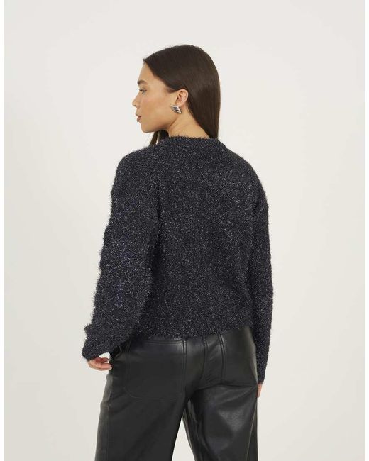 Brave Soul Black Fluffy Tinsel Knit Cardigan