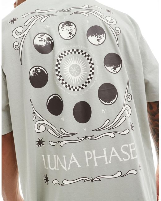 T-shirt oversize à imprimé céleste au dos - clair ASOS pour homme en coloris Gray