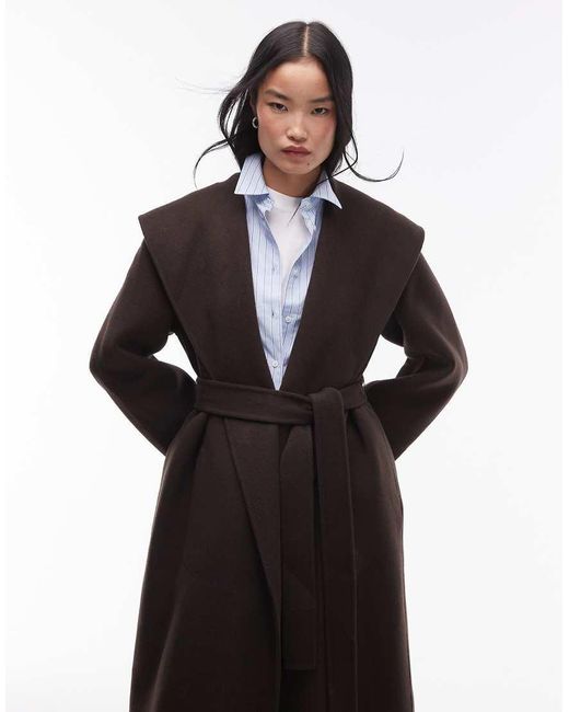 ARKET Black Wool Double Layer Belted Maxi Coat