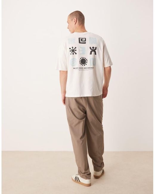 SELECTED Oversized T-Shirt Met Print Op De Achterkant in het Natural voor heren