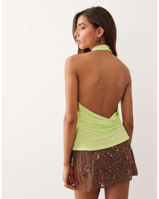 ASOS Green Slinky Super Plunge Cowl Top