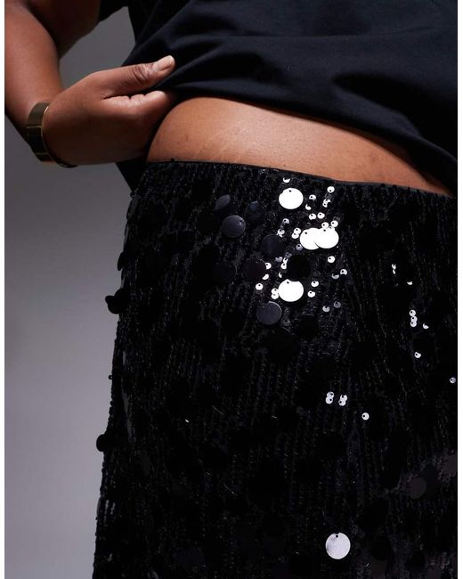 ASOS Black Asos Design Curve Mixed Sequin Mini Skirt
