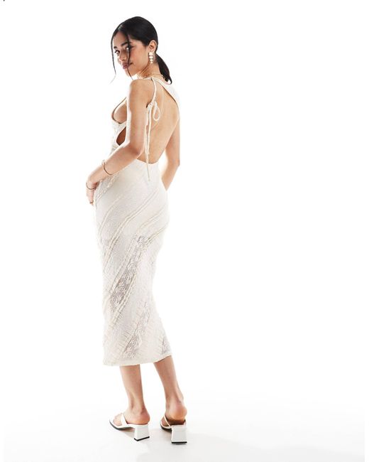 Pull&Bear White Lace Backless Dress
