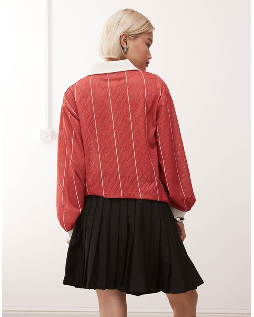 Monki Red – midi-faltenrock