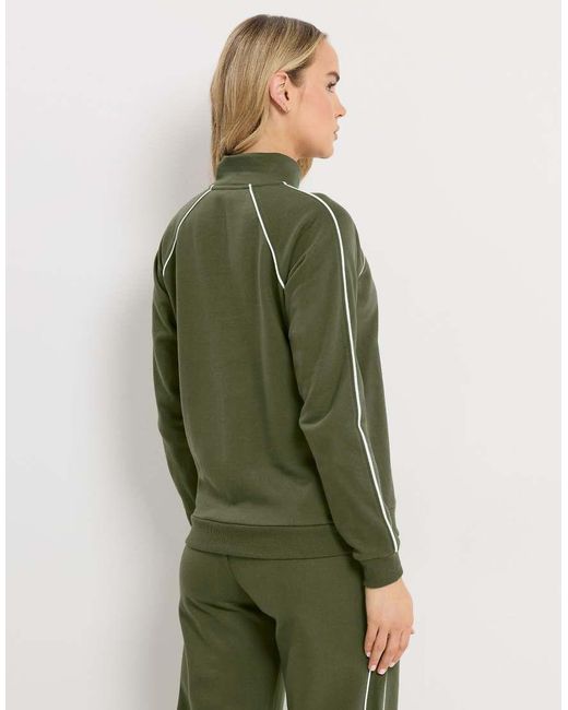 Long Tall Sally Green Pipe Quarter Zip Sweatshirt