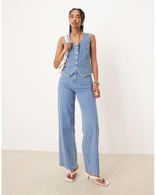 Vaqueros Capri Azules De Corte Palazzo Con Raya Diplomática De (Parte De Un Conjunto) Nobody's Child de color Blue
