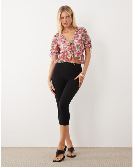 Miss Selfridge Red Tie Front Tea Top
