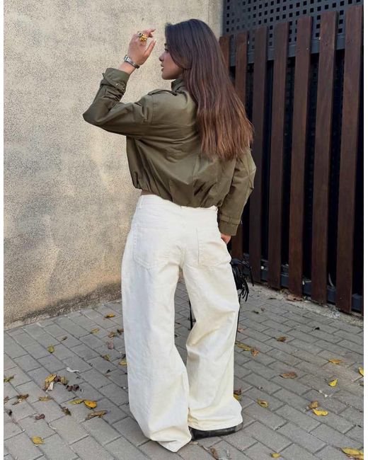 Bershka Gray Wide-Leg Jeans