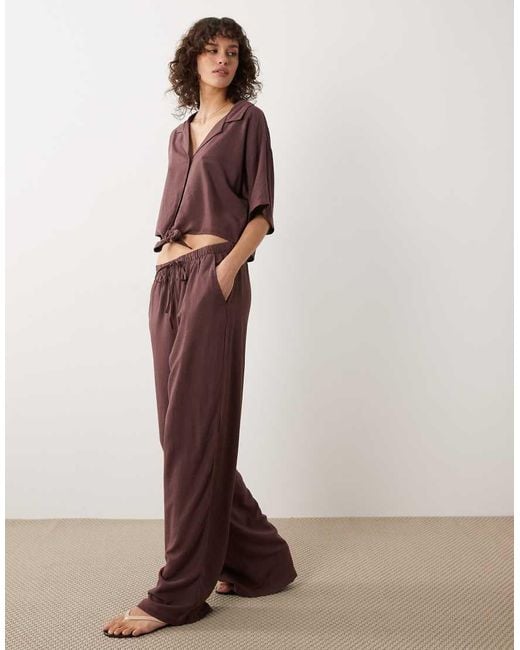 Jdy Brown Wide Leg Linen Mix Co-ord Trouser