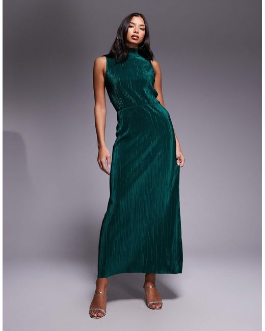 asos green high neck dress Burberry Green and Pink Silk Floral Print Short Sleeve Dress main image 0