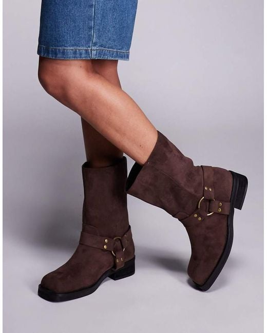 Public Desire Blue Sienna Biker Boots