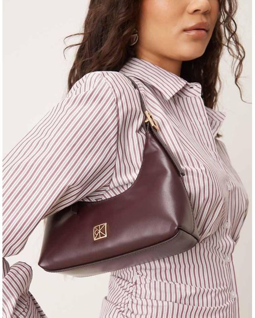 Calvin Klein Brown Hardware Detailing Logo Shoulder Bag