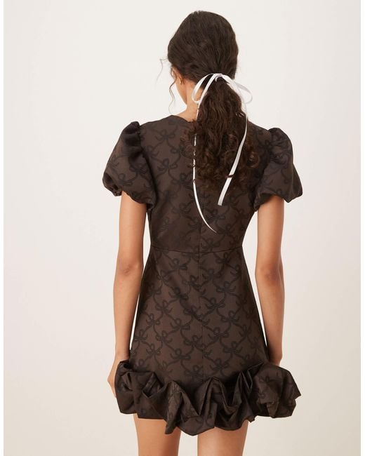 Sister Jane Natural Puff Sleeve Bubble Hem Mini Dress for men