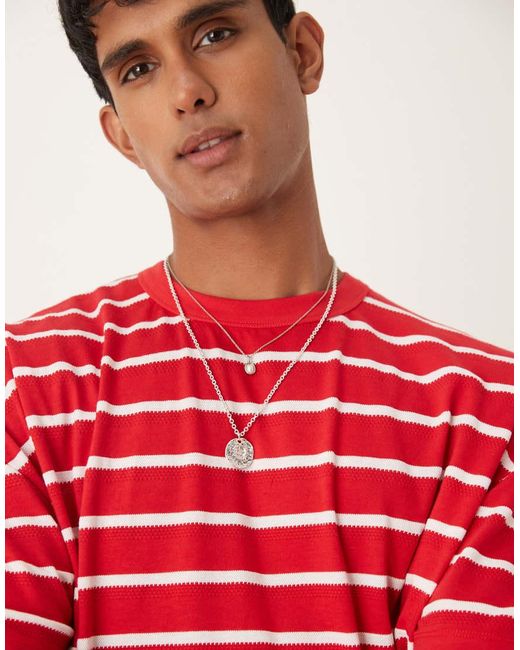 ASOS Recht Gebreid Oversized T-Shirt Met Verlaagde Schouders in het Red voor heren
