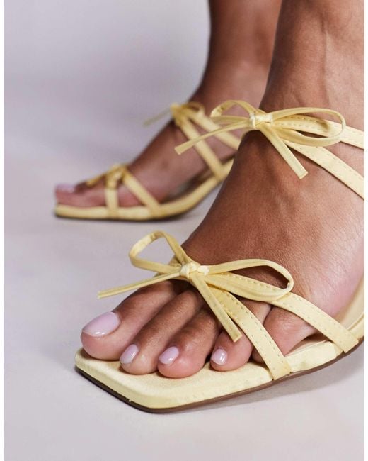 Public Desire Natural Taytay Heeled Muled Sandals With Bow Detail