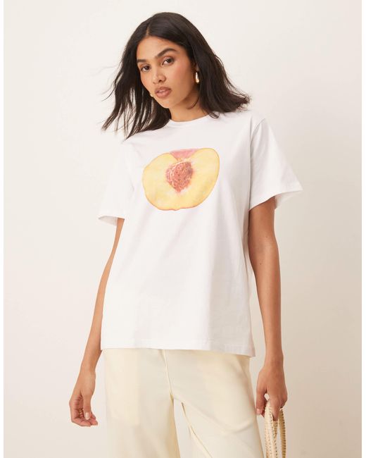 ASOS White Regular Fit T-shirt With Peach Fruit Graphic
