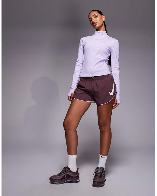 Nike Purple Tempo Dri-fit Mid Rise Swoosh Shorts
