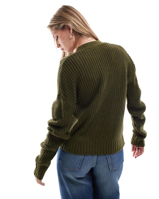 Brave Soul Green – fischerrippen-strickjacke