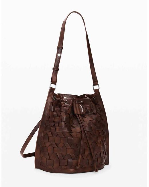 Desigual Brown Medium Braided Drawstring Backpack