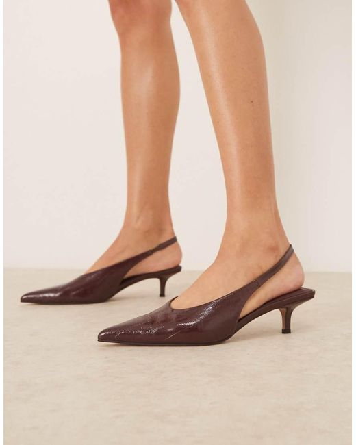 ASOS Natural Sydney Slingback Kitten Heel Shoes