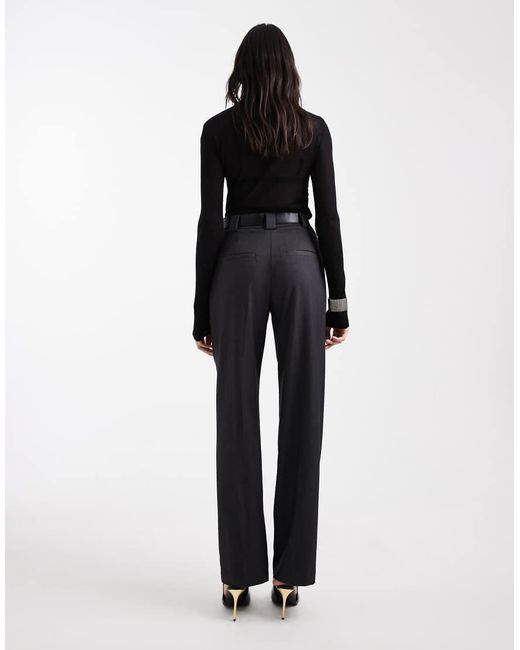 ASOS Black Tall Tailored High Waist Belted Straight Leg Trousers