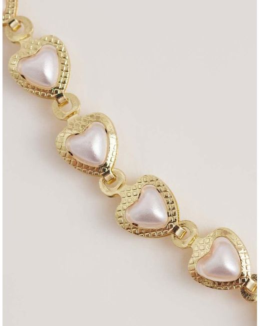 ASOS Metallic Asos Design Curve Short Necklace With Mini Hearts With Faux Pearls