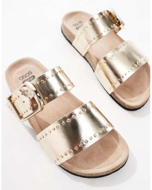 Fallon - sandales cloutées avec semelle moulée Asos Design Wide Fit en coloris White