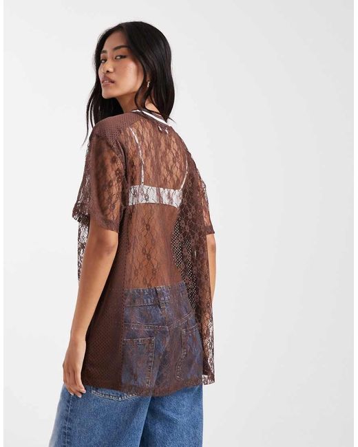 Maglia Stile Football di Miss Selfridge in Brown