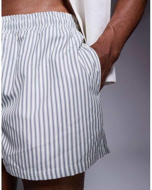 ASOS Super Korte Gestreepte Zwemshort in het Blue voor heren