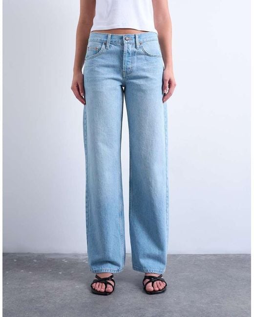 TOPSHOP Blue Ember Low Rise Straight Leg Jeans