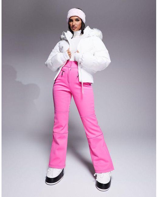 ASOS 4505 Ski & Snow White 4505 Ski Cropped Insulated Ski Bomber Jacket With Faux Fur Hood