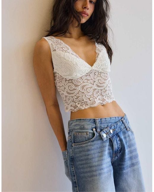 Stradivarius Blue Lace Top