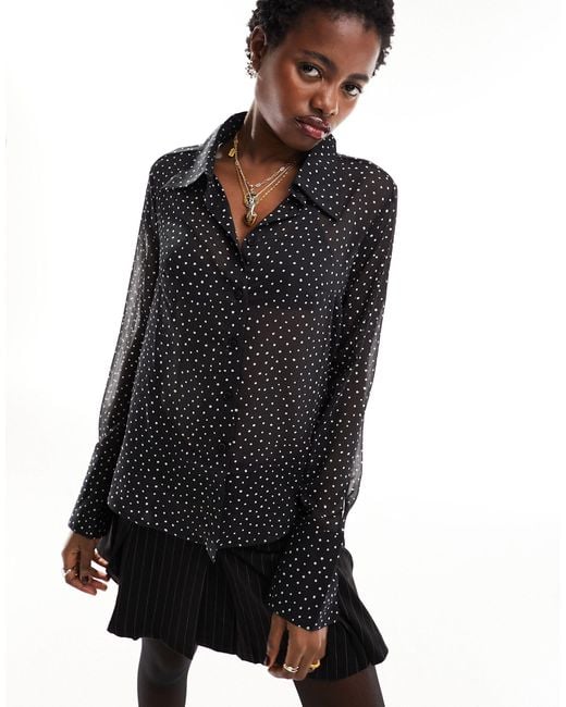 Chemise manches longues et pois monochrome Monki en coloris