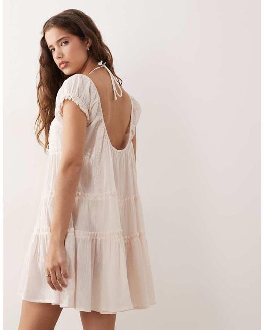 Miss Selfridge Natural Beach Embroidered Tie Front Playsuit