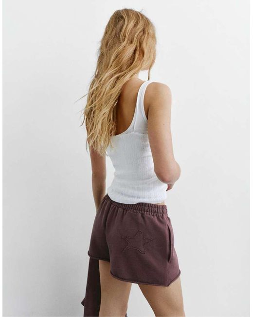 Pull&Bear White Stwd Sports Shorts