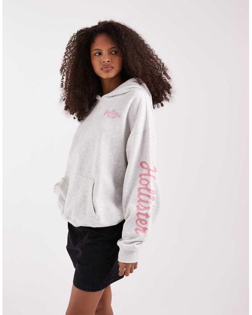 Hollister White Sleeve Logo Hoodie Co-ord