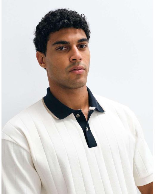 ASOS White Relaxed Polo With Contrast Collar for men