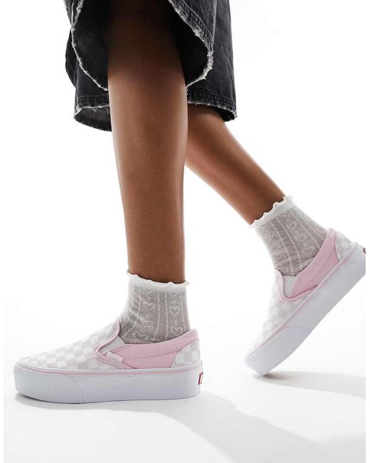 Vans White Classic Slip On Platform Trainers