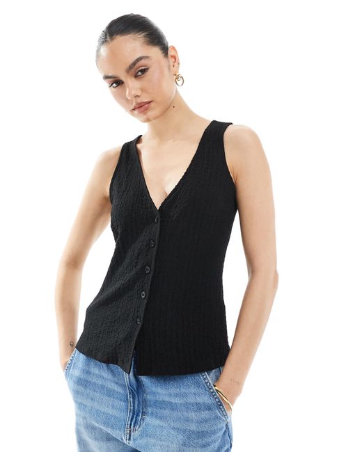 New Look Blue – weste aus jersey mit knitterstruktur